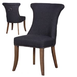 Olson Ring Back Studded Dark Grey Dining Chair